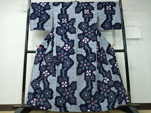 平和屋着物∴夏物　浴衣　有松鳴海絞り　舞菊文　綿　逸品　CAAY4437ng