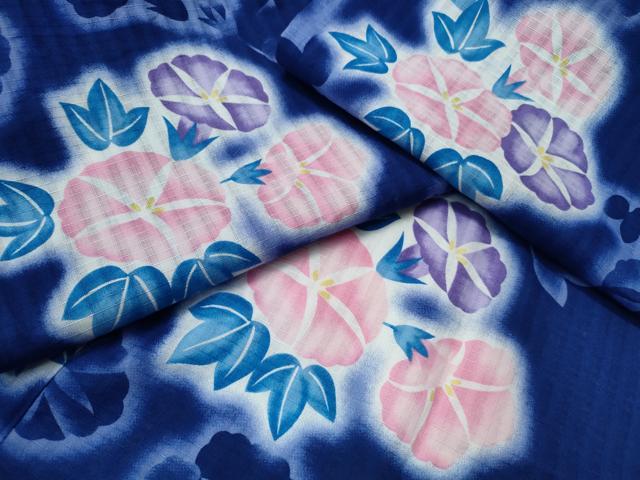 平和屋着物∴夏物　浴衣　綿紅梅　朝顔　暈し染め　綿　逸品　CAAY4448ng