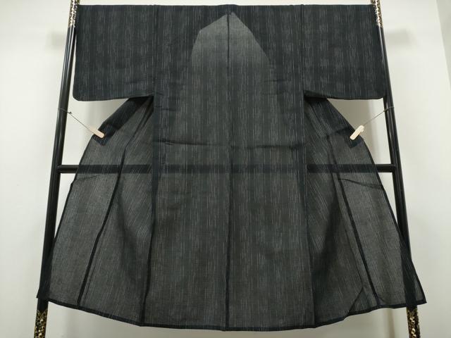 平和屋着物∴夏物　男性　阿波しじら織　浴衣　間道　黒地　綿　逸品　CAAY4463ng_1