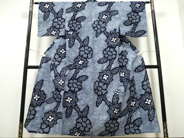 平和屋着物∴夏物　浴衣　有松鳴海絞り　枝花文　綿　逸品　CAAY4470ng