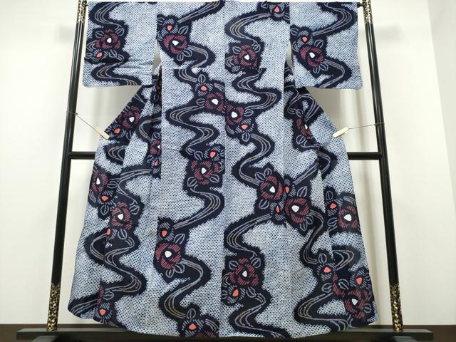 平和屋着物∴夏物　浴衣　有松鳴海絞り　流水舞花文　綿　逸品　CAAY4473ng