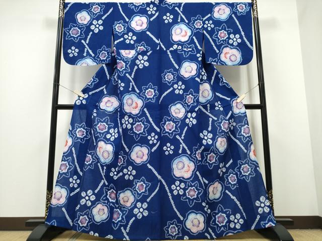 平和屋着物∴夏物　浴衣　有松鳴海絞り　枝花文　綿　逸品　CAAY4476ng