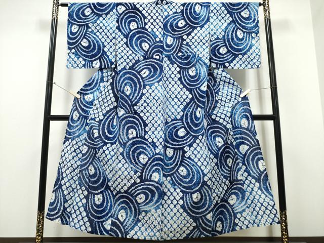 平和屋着物∴夏物　浴衣　有松鳴海絞り　流水文　綿　逸品　CAAY4481ng