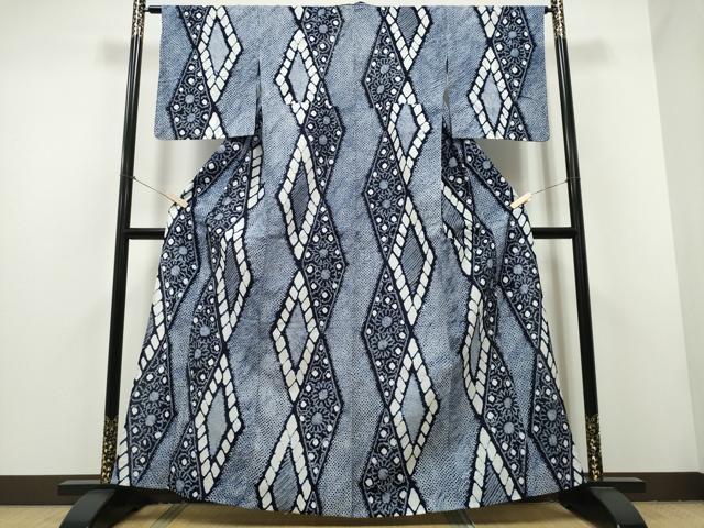 平和屋着物∴夏物　浴衣　有松鳴海絞り　菱菊唐草文　綿　逸品　未使用　CAAY4485ng