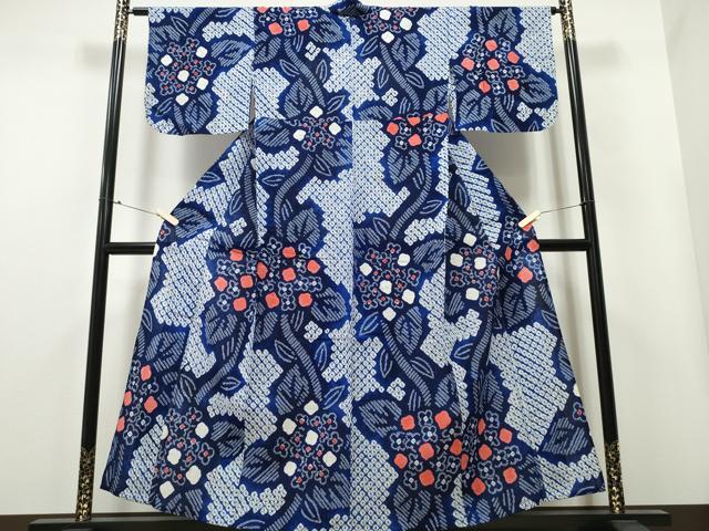 平和屋着物∴夏物　浴衣　有松鳴海絞り　紫陽花　綿　逸品　CAAY4515ng