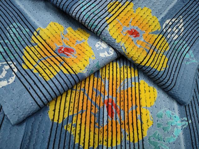 平和屋着物∴夏物　浴衣　絞り　舞花間道　綿　逸品　CAAY4518ng