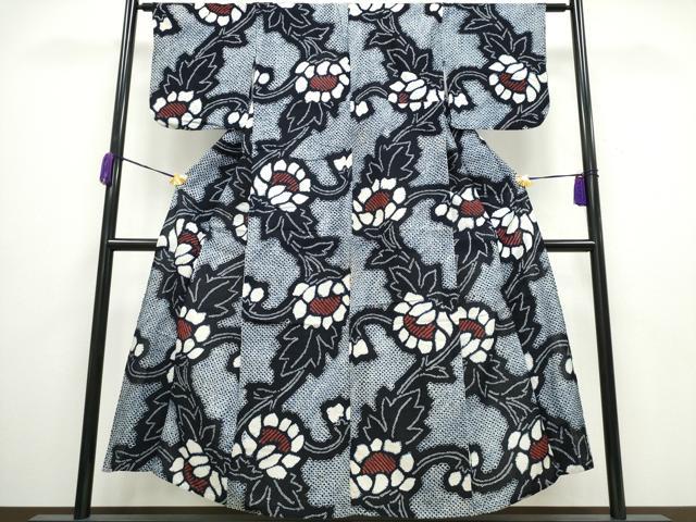 平和屋着物∴夏物　浴衣　有松鳴海絞り　枝花文　綿　逸品　CAAY4559ng