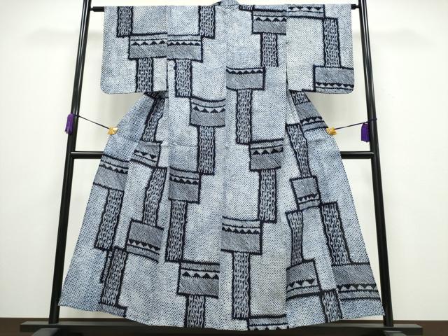 平和屋着物∴夏物　浴衣　有松鳴海絞り　幾何学文様　綿　逸品　CAAY4560ng