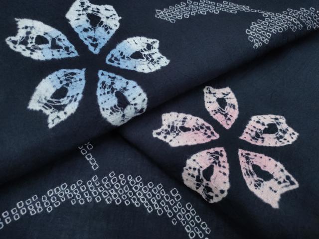 平和屋着物∴夏物　浴衣　有松鳴海絞り　芝草舞桜　綿　逸品　未使用　CAAY4563ng