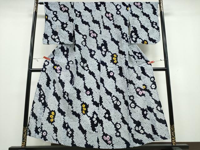 平和屋着物∴夏物　浴衣　有松鳴海絞り　舞葉文　綿　逸品　CAAY4571ng