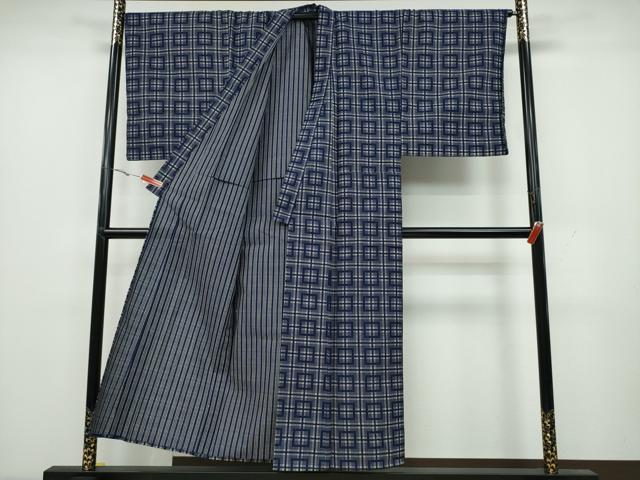 平和屋着物∴夏物　男性　浴衣　幾何学文様　綿　逸品　未使用　CAAY4598ng_2
