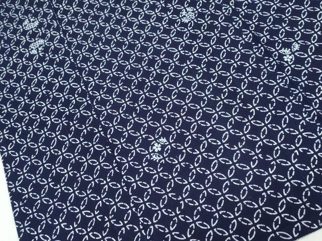 平和屋着物∴夏物 浴衣 縦綿絽 型染め 七宝花文 綿 逸品