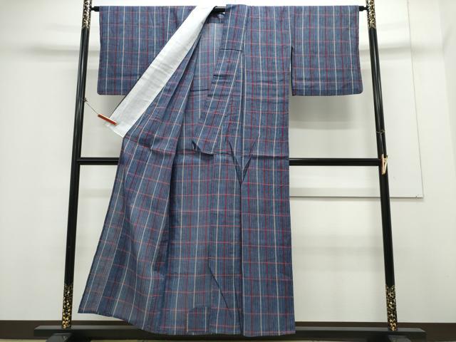 平和屋着物∴夏物　阿波しじら織　浴衣　格子柄　綿　逸品　CAAY4609ng_2