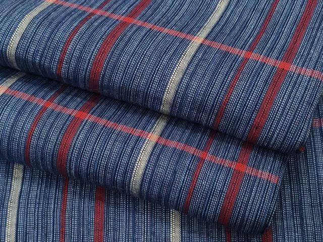 平和屋着物∴夏物　阿波しじら織　浴衣　格子柄　綿　逸品　CAAY4609ng