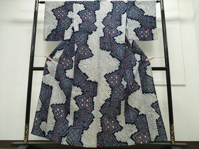 平和屋着物∴夏物　浴衣　有松鳴海絞り　切嵌吉祥花文　綿　逸品　CAAY4615ng