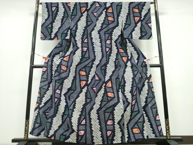 平和屋着物∴夏物　浴衣　有松鳴海絞り　幾何学文様　綿　逸品　CAAY4658ng