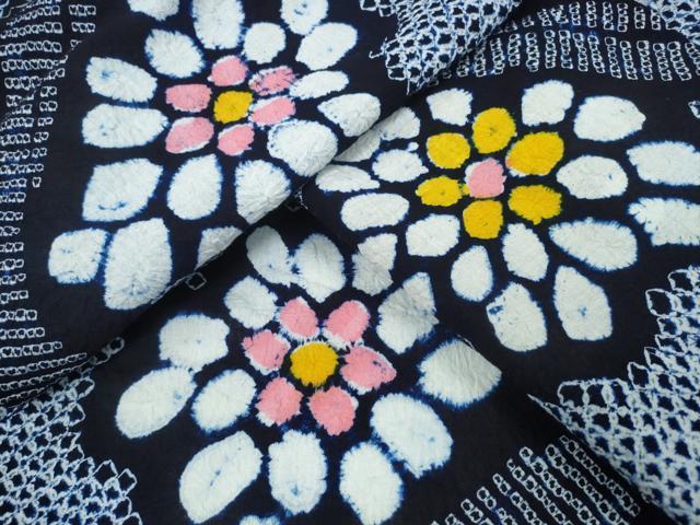 平和屋着物∴夏物　浴衣　有松鳴海絞り　流水花文　綿　逸品　CAAY4661ng