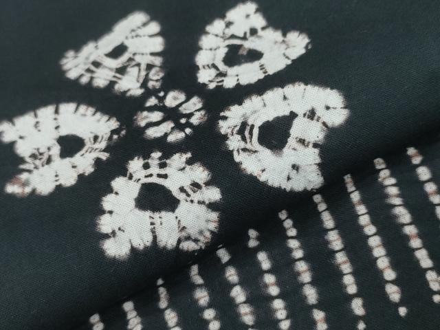 平和屋着物∴夏物 訪問着・浴衣兼用 絞り 舞桜 黒地 逸品 CAAY4664ng