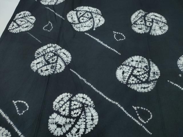 平和屋着物∴夏物 訪問着・浴衣兼用 絞り 薔薇 黒地 綿 逸品 CAAY4666ng
