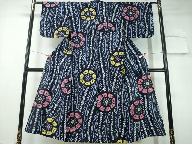 平和屋着物∴夏物　浴衣　有松鳴海絞り　水車枝垂れ柳　綿　逸品　CAAY4670ng