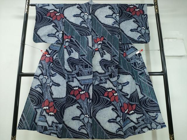 平和屋着物∴夏物　浴衣　有松鳴海絞り　流水屏風杜若　綿　逸品　CAAY4682ng