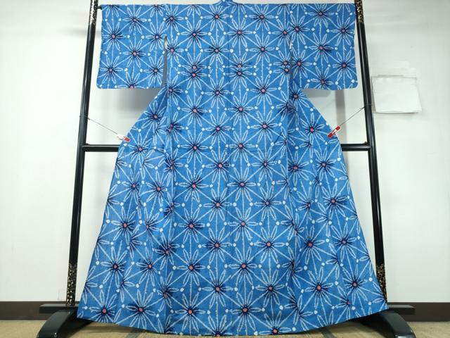 平和屋着物∴夏物　浴衣　有松鳴海絞り　麻の葉文様　綿　逸品　CAAY4685ng