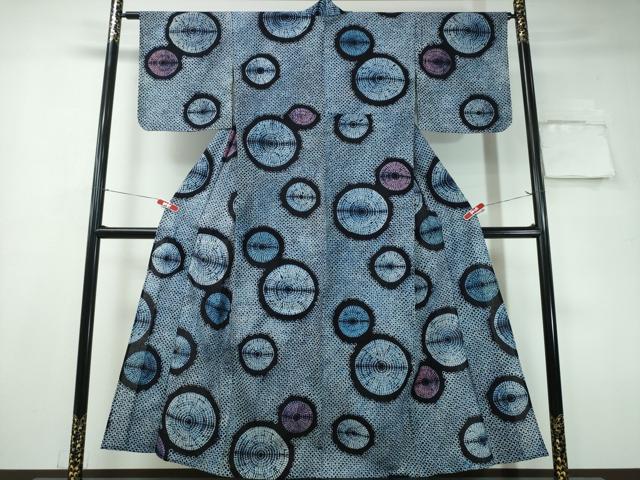 平和屋着物∴夏物　浴衣　有松鳴海絞り　番傘　綿　逸品　CAAY4702ng