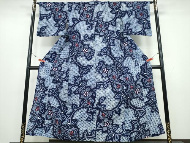 平和屋着物∴夏物　浴衣　有松鳴海絞り　花唐草文　綿　逸品　CAAY4707ng