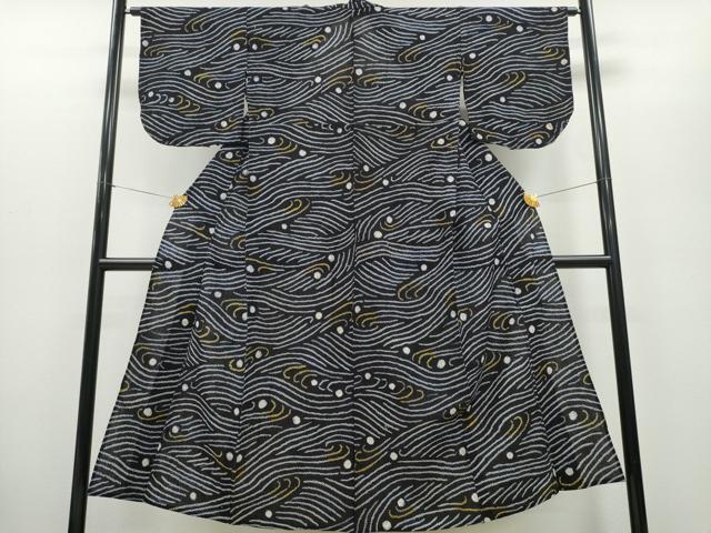 平和屋着物∴夏物　浴衣　有松鳴海絞り　立波文　綿　逸品　CAAY4764ng