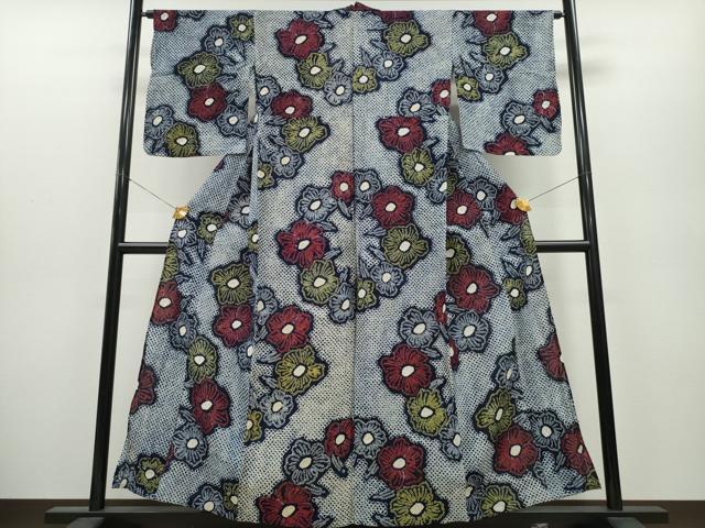 平和屋着物∴夏物　浴衣　有松鳴海絞り　舞花文　綿　逸品　CAAY4767ng