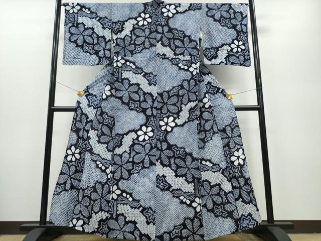 平和屋着物∴夏物　浴衣　有松鳴海絞り　道長舞花文　綿　逸品　CAAY4773ng