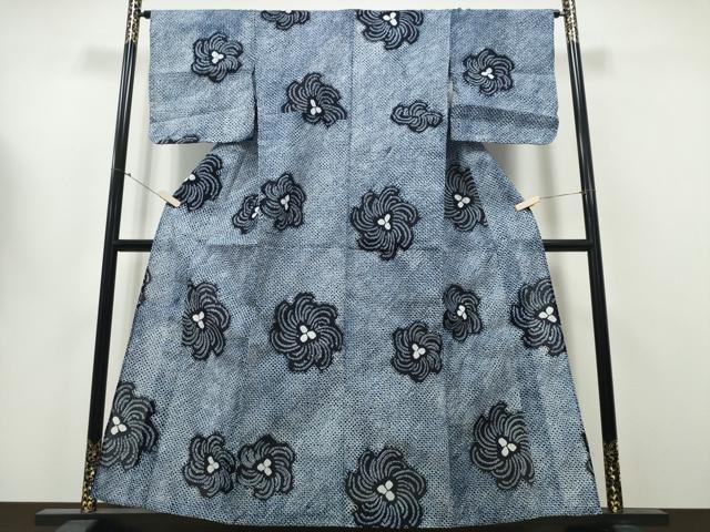 平和屋着物∴夏物　浴衣　有松鳴海絞り　捻じ菊文　綿　逸品　未使用　CAAY4797ng