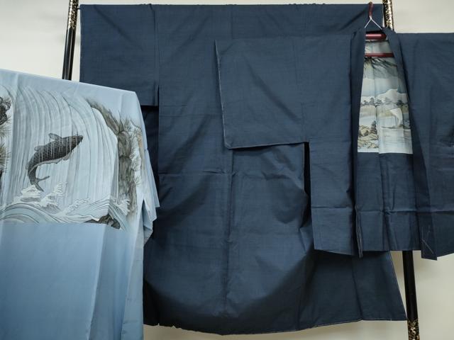 平和屋着物●男性　本場大島紬　アンサンブル・長襦袢セット　袷　100亀甲　総詰め　正絹　逸品　CAAY4826ut