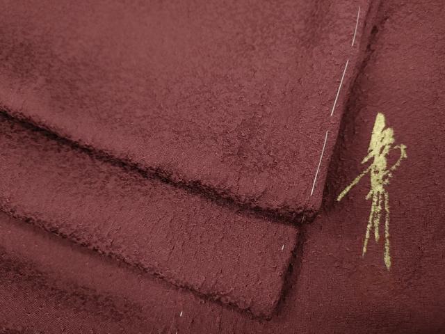 平和屋着物●本草木染作家　瑞寶　色無地　霞地紋　葡萄茶色　正絹　逸品　未使用　CAAY4839ut