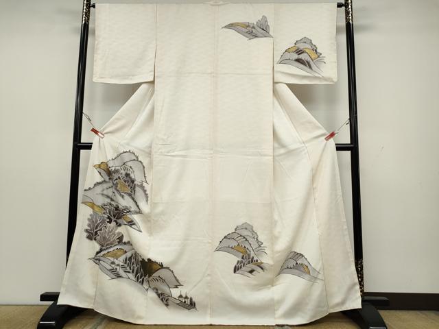 平和屋着物●訪問着　駒刺繍　遠山風景文　金彩　正絹　逸品　CAAY4852ut
