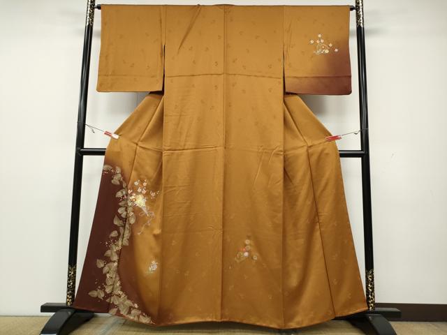 平和屋着物●訪問着　竹屋町刺繍　扇面花文　暈し染め　金彩　正絹　逸品　CAAY4865ut