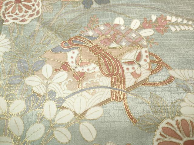 平和屋着物○訪問着 文箱花文 暈し染め 金彩 正絹 逸品