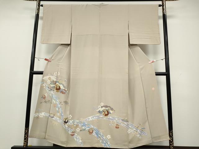 平和屋着物●豪華色留袖　作家物　駒刺繍　地紙宝尽くし花文　金彩　正絹　逸品　CAAY4876ut