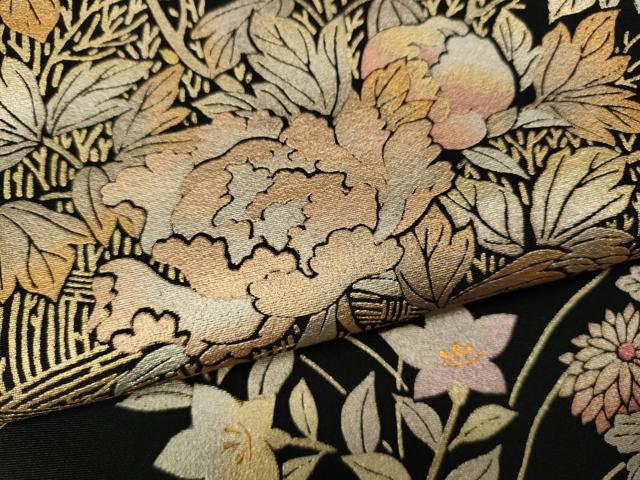 平和屋着物○金彩友禅 卓越技能者・名工・和田光正 黒留袖 竹垣草花