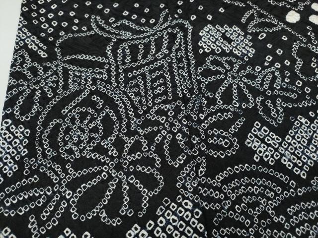 平和屋着物○訪問着 総絞り 御所車花文 黒地 正絹 逸品 CAAY4947ut