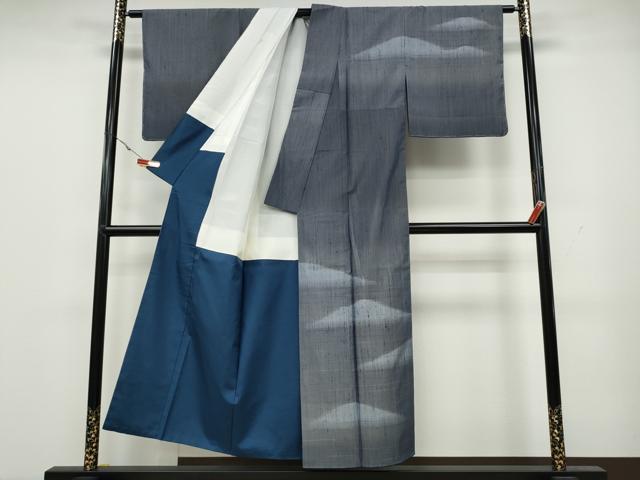 平和屋着物○五代目・諏訪好風 訪問着 紬地 遠山文 正絹 逸品 未使用