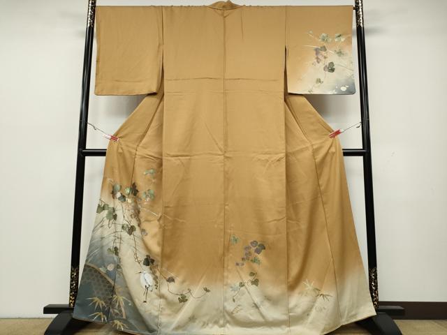 平和屋着物●訪問着　鷺蔦の葉花文暈し染め　金銀彩　正絹　逸品　未使用　CAAY4984ut