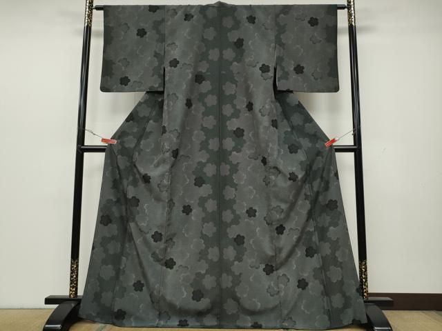 平和屋着物○上質な小紋 舞桜文 黒地 正絹 逸品 CAAY4996ut