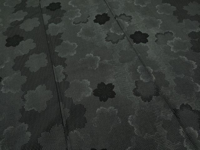平和屋着物○上質な小紋 舞桜文 黒地 正絹 逸品 CAAY4996ut