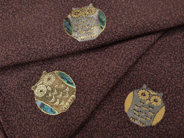 平和屋着物●訪問着　螺鈿　フクロウ　金彩　正絹　逸品　CAAY5027ut