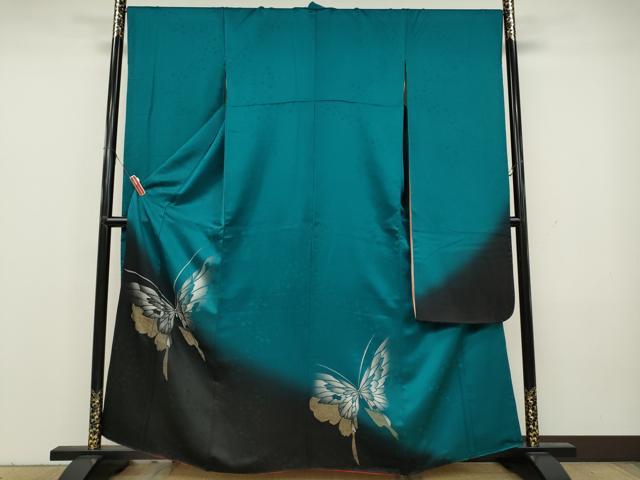 平和屋着物●豪華振袖　舞蝶文　暈し染め　金銀彩　正絹　逸品　CAAY5069ut