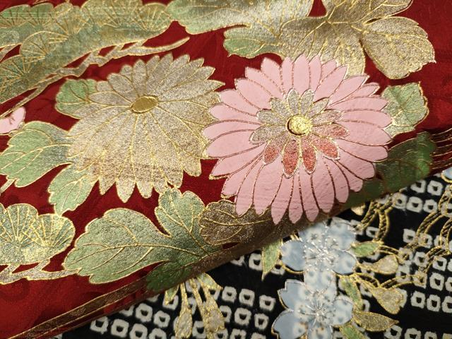 平和屋着物○豪華振袖 絞り 御所車飛鶴花文 金彩 正絹 逸品 CAAY5071ut