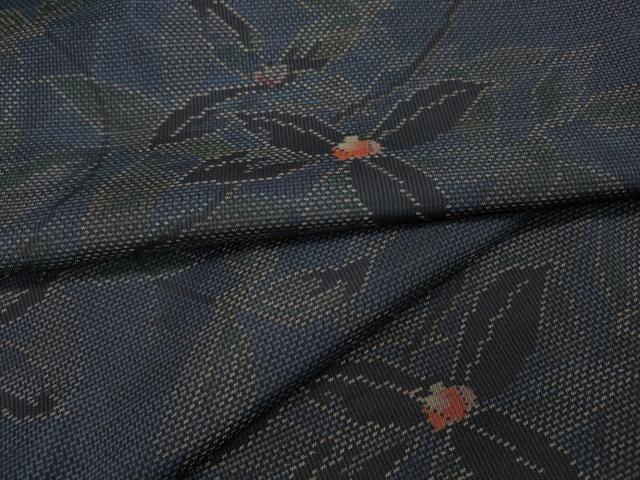 平和屋着物●本場大島紬　枝葉文　正絹　逸品　未使用　CAAY5075ut