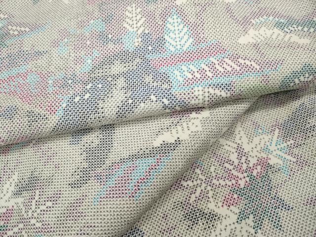 平和屋着物●本場大島紬　白大島　7マルキ　吉祥枝葉文　正絹　逸品　CAAY5105ut