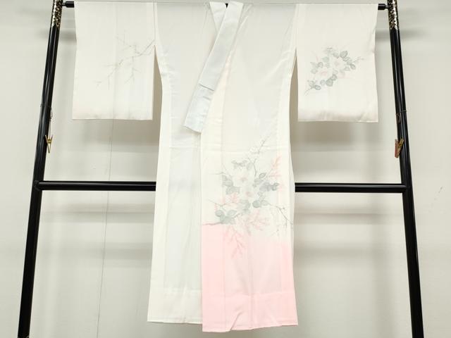 平和屋着物●長襦袢　無双仕立て　手描き　枝花文　暈し染め　正絹　逸品　CAAY5119ut